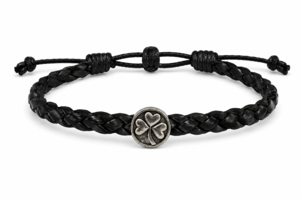 Celtic Leather Bracelet - Single Shamrock