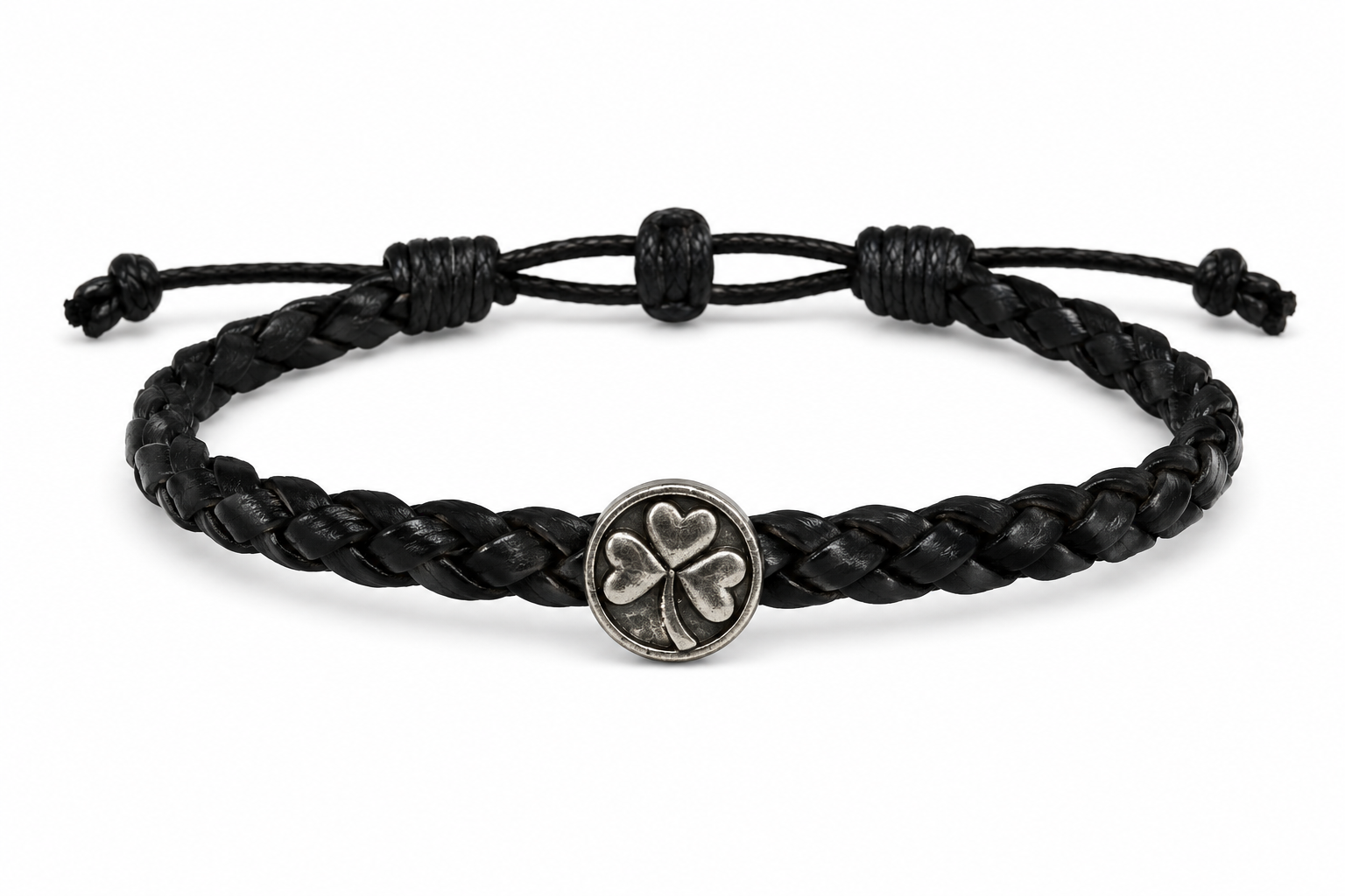 Celtic Leather Bracelet - Single Shamrock