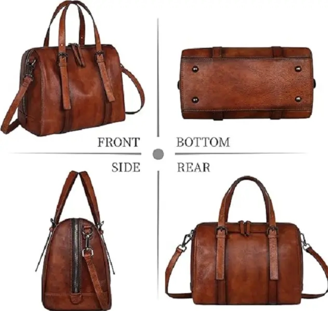 Leather Hobo Satchel Handbag - Image 3