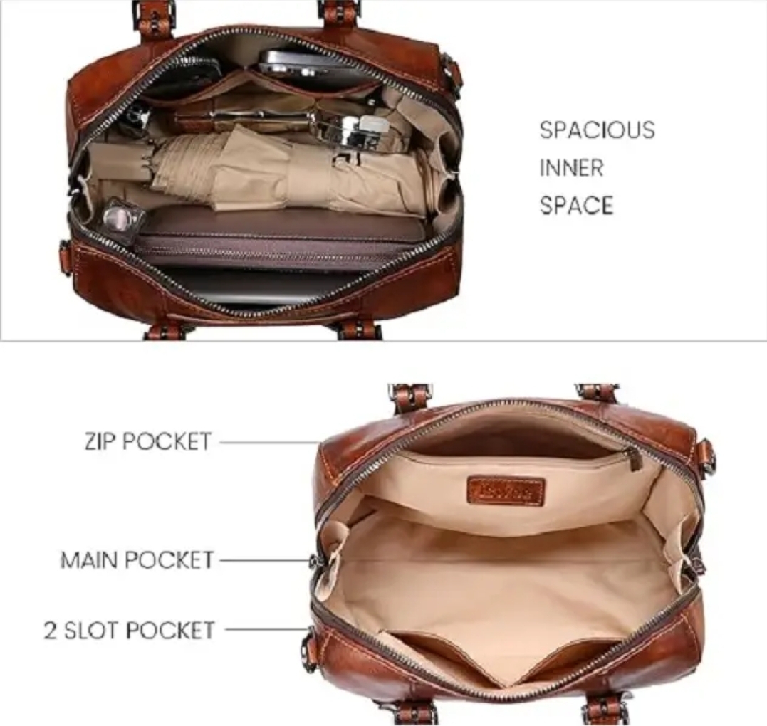 Leather Hobo Satchel Handbag - Image 4