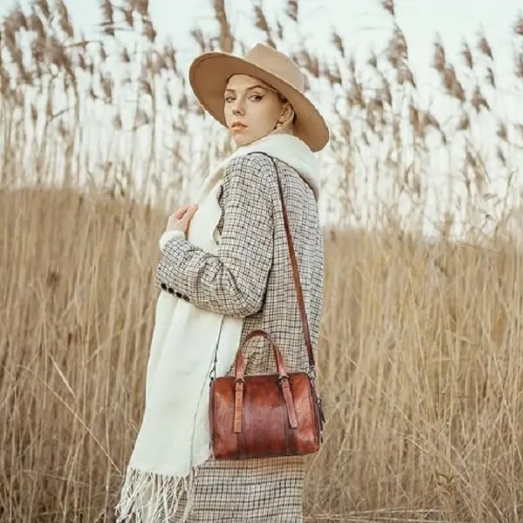 Leather Hobo Satchel Handbag - Image 2
