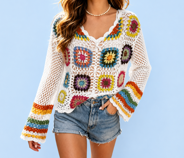 Beach Rainbow Knit Top