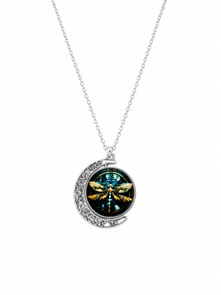 Dragonfly Moon Pendant Necklace