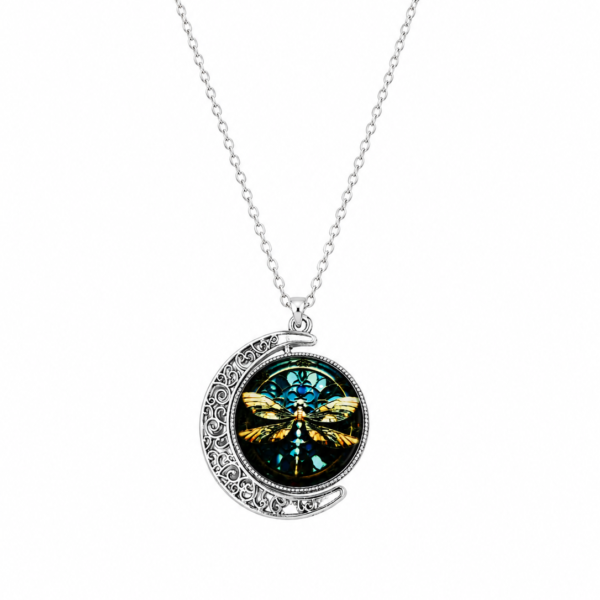 Dragonfly Moon Pendant Necklace
