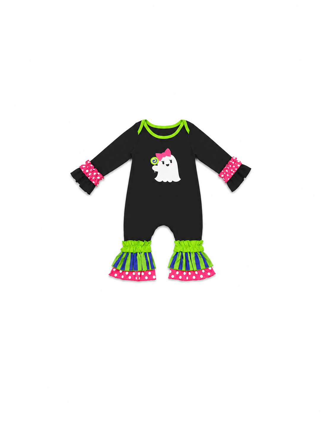 Baby Halloween Ghost Ruffle Romper - Image 2