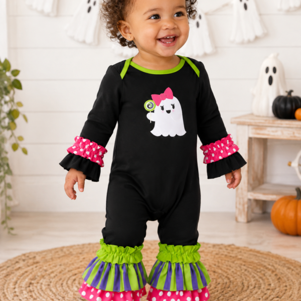 Baby Halloween Ghost Ruffle Romper