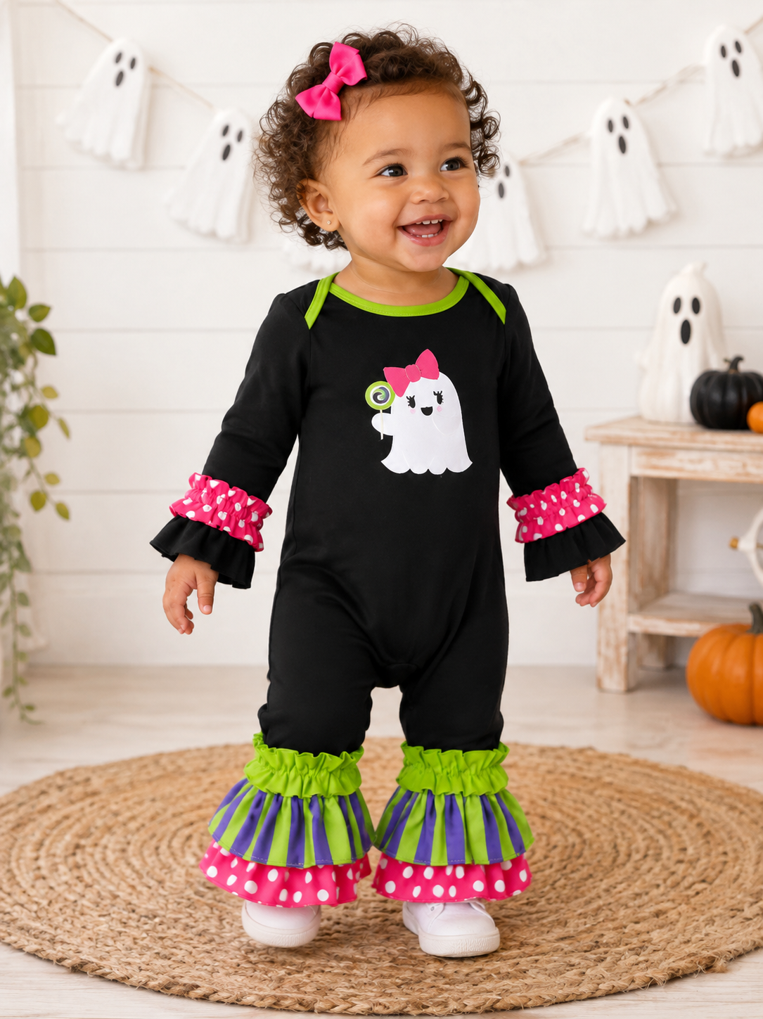Baby Halloween Ghost Ruffle Romper