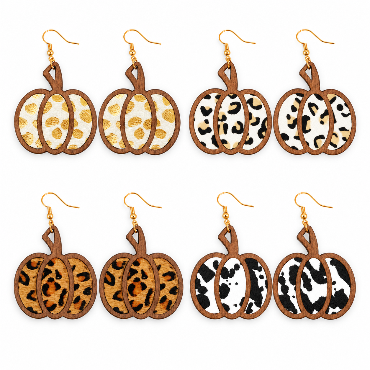 Wooden Pumpkin Earrings